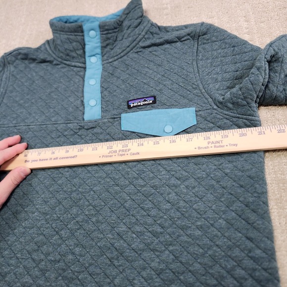 Patagonia Sweatshirt Women Medium Quilted Snap T Pullover Organic Cotton Gray - Picture 5 of 12